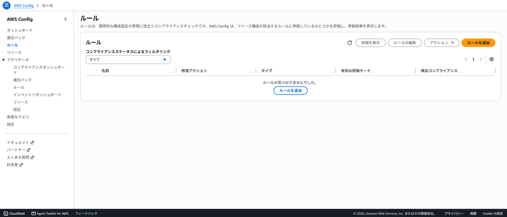 AWS Configのルール画面