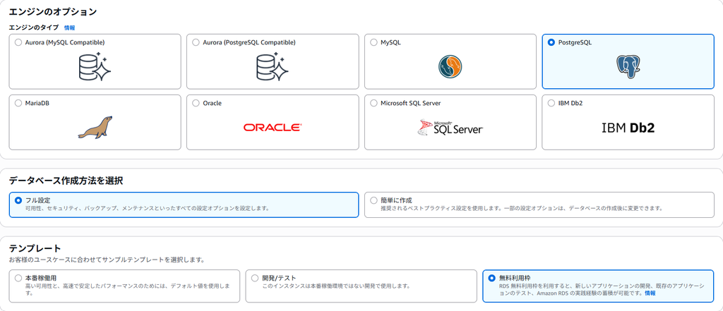 Amazon RDS インスタンス作成